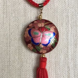 Red cloisonné necklace